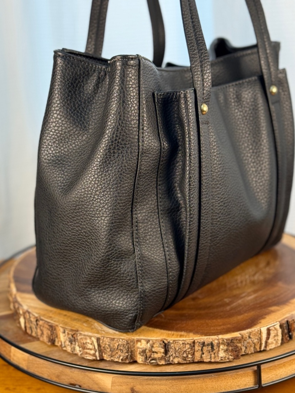 Relic Black Pebbled Faux Leather Tote Shoulder Bag